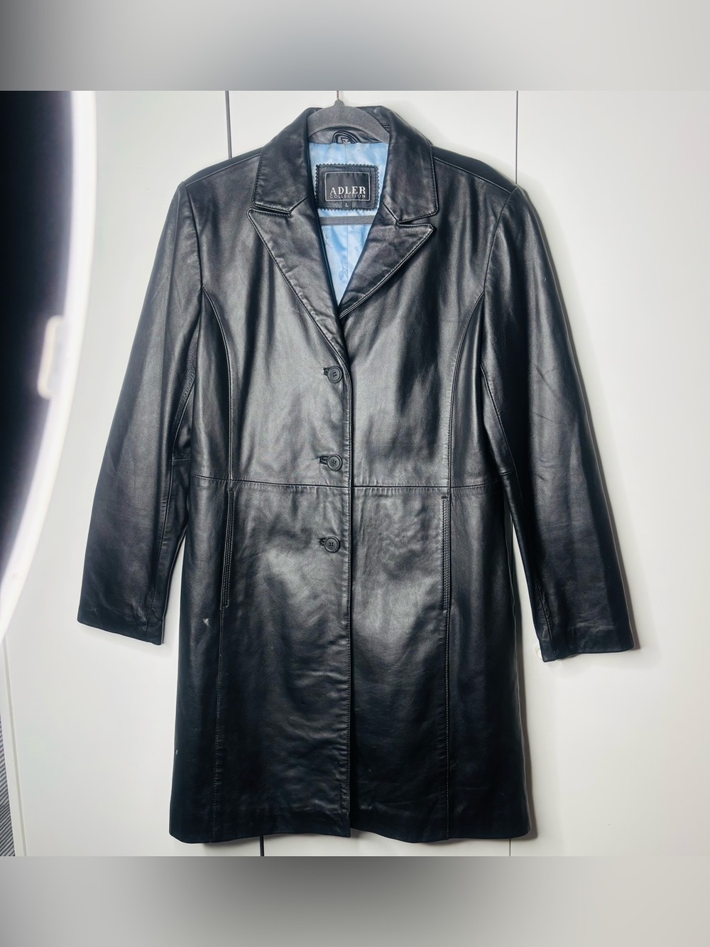 Adler Black Leather Button-Front Men's Jacket